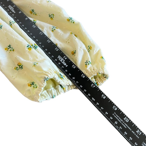 Vintage 1960s handmade pale yellow eyelet floral maxi dress‎ - Picture 10 of 15